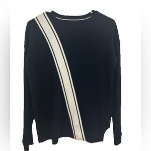 Athleta Navy Blue Streetwise Sweater with White Stripe SMALL